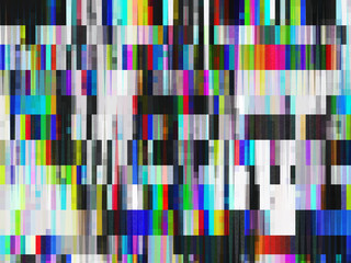 RGB tv signal glitch background with copyspace