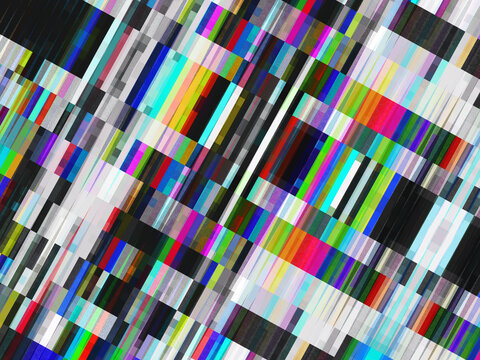 Diagonal RGB tv signal glitch background with copy space