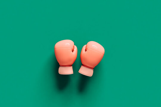 Top Down View Of Pink Boxing Gloves