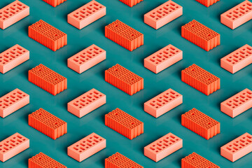 isometric pattern of construction bricks