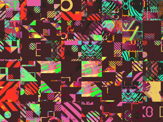 Geometric colorful retro glitch background