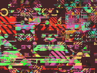 Geometric glitch background with copy space