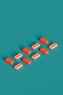 Construction Bricks On Blue Background