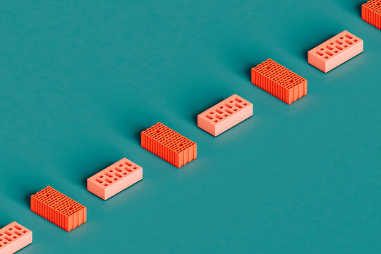 a row of construction bricks
