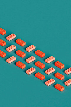 rows of construction bricks