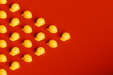 tringle from yellow safety helmets