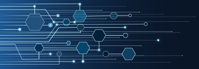 ILISTRACION CIRCUITO ELECTRONICO BANNER, TECNOLOGIA INFORMATICA, PISTAS DE CIRCUITOS INTEGRADOS  © Forhanx