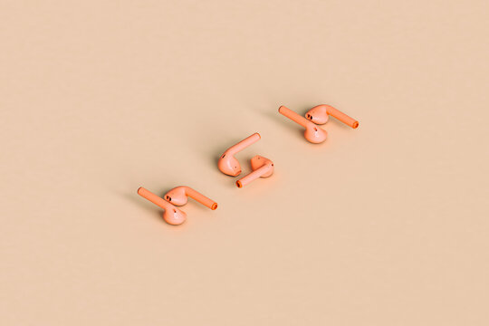 three pink earpods