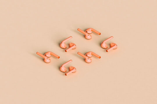 rectangle of  pink earpods