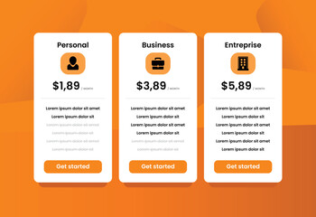 Pricing table website services templates