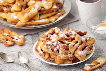 Angel wings, traditional sweet crisp pastry