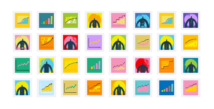 Colorful Business Growth Graphs and Anonymous People Illustration