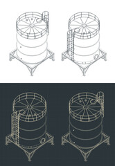 Storage tank isometric blueprints