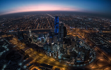 Aerial Shot Of Riyadh At Sunrise - obrazy, fototapety, plakaty