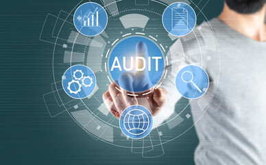 AUDIT and icons on virtual screen.