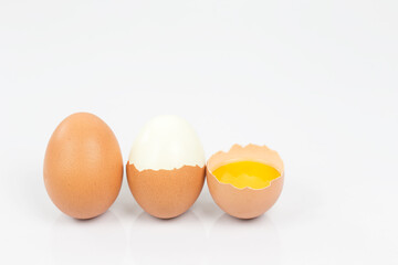 Eggs and egg yolk on the White background. This can be used as a business card background and can be used as an advertising image.