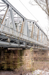 Fototapeta premium Gray metal train bridge