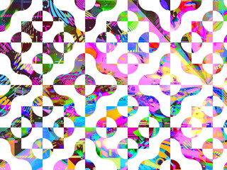 Vibrant, colorful organic background covered with a white pattern