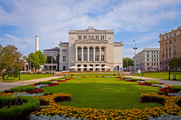 Fototapeta premium Building of Latvian National Opera and Ballet (LNOB) in Riga, Latvia. The building completed in 1863 in Classicism architectural style