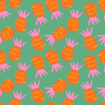 Pineapple fruit illustration seamless pattern