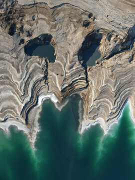 Low Angle View Of Rock Formations From The Dead Sea