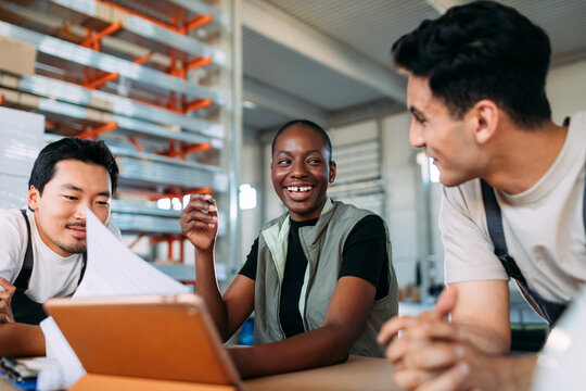 Group of Workers in Factory 