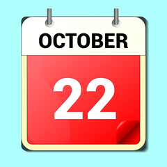 calendar vector drawing, date October 22 on the page