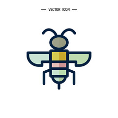 Honey bee icon. Bumblebee, Honey making concept. Vector logo illustration isolated on white background.