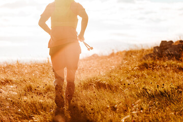 Trail Running In The Field. 
