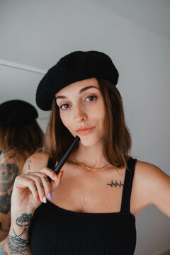 Portrait of woman with beret
