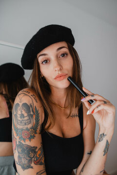 Portrait of woman with beret