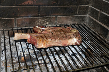 A beef steak on the barbecued