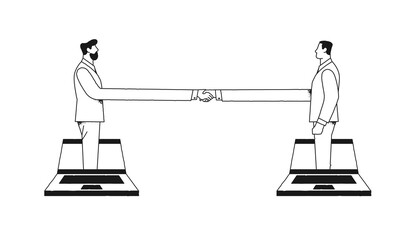 Online business communication. Businessmen remote agreement 