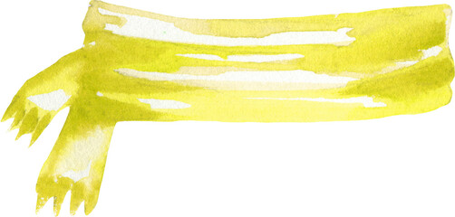 Watercolor yellow scarf illustration, santa claus hat, Christmas winter warm clothes,new year costume, funny hipster decor, create character, overelay,drop,new year,holiday, greeting card, sticker diy