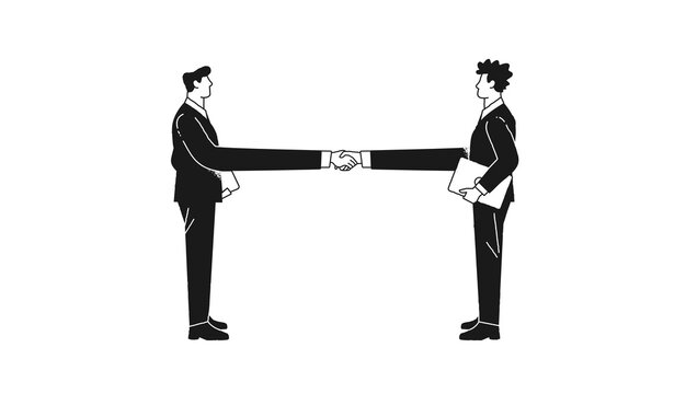 illustration of long discussion, businessmen dragging on feet on deal