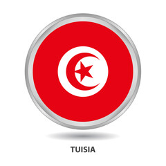 Tuisia round flag design is used as badge, button, icon, wall painting