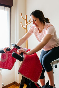 Woman with exercise bike