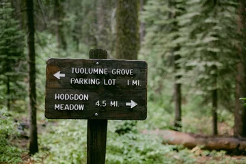 Fotobehang sign in Yosemite hiking trail © Sarah C