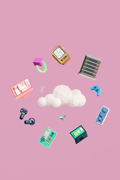 Internet connected devices - technology and cloud services concept