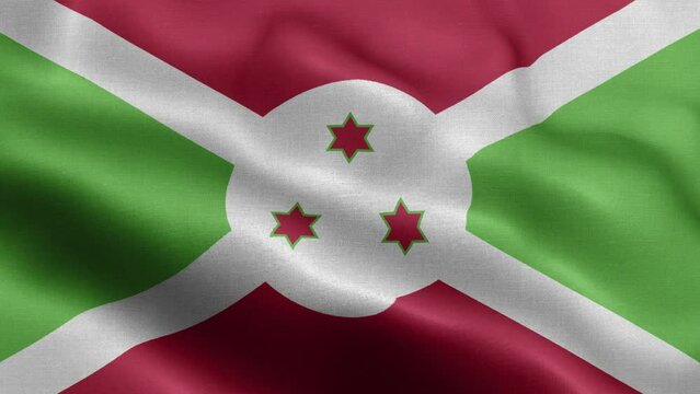 Flag Of Burundi - Burundi Flag High Detail - National flag Burundi wave Pattern loopable Elements - Fabric texture and endless loop - Highly Detailed Flag - The flag of fluttering in the wind