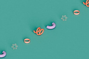 a row of colorful geometrical forms