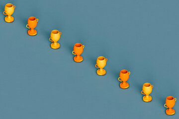 a row of golden trophies