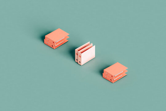 three pink office folders