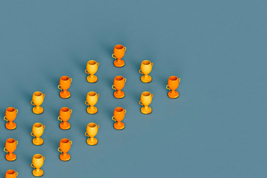 rows of golden trophies