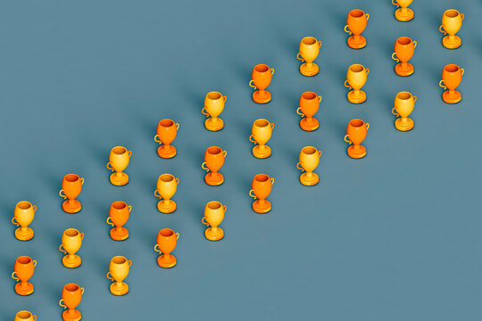 rows of many golden trophies