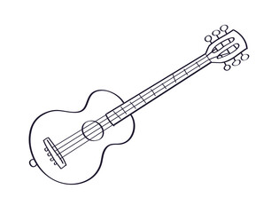 Obraz na płótnie Canvas Classical acoustic guitar hand drawn doodle cartoon line sketch vector illustration