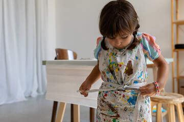 Cute little girl in art classes