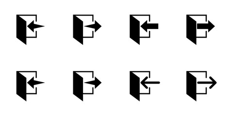 Conjunto de iconos flechas de señal de entrada y salida. Ilustración vectorial - obrazy, fototapety, plakaty