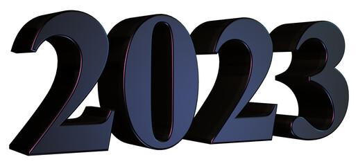 Black 3d Rendering of the Number 2023 to Use For New Year