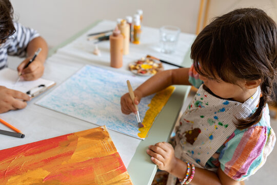 Children Painting At Art Classes